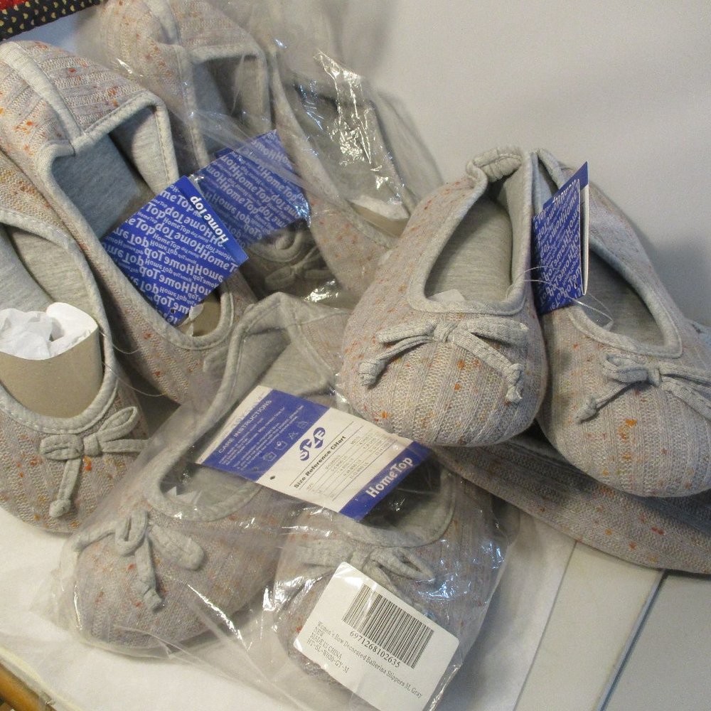 NEW Bundle Lot of 5 Gray Grey Ladies Padded Slippers Size M Medium